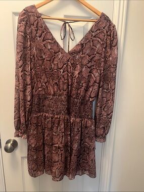 1. State Mauve Snake-Print Tiered Mini Dress